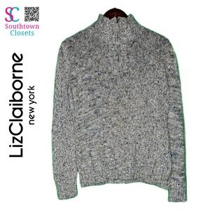 Liz Claiborne Long Sleeve Quarter Zip Pullover Textured Woven Sweater